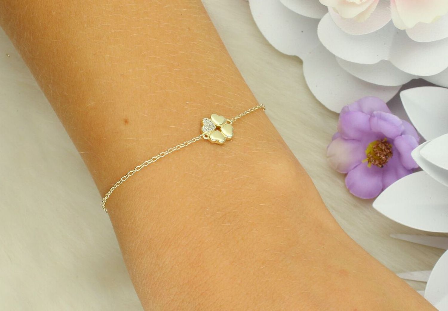 Bransoletka Nomination Italy Petit Sparkle 242300 003 – srebrna pozłacana z koniczynką, cyrkonie.jpg